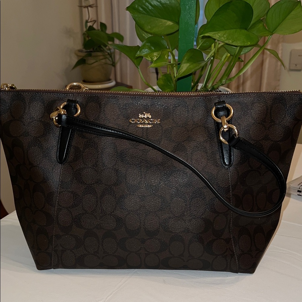 Coach Signature Brown and Black Tote